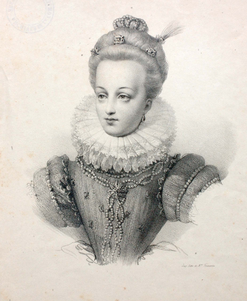 Portrait de Gabrielle d'Estrées en buste ; vers 1825 / Musée National du Château de Pau, eau-forte ; cote P.71.47.3