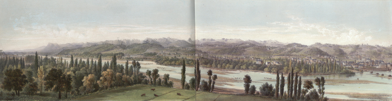 Panorama de la Chaîne des Pyrénées : Pris de la place Royale à Pau / Mercereau,Charles / 18 ?? / lithographie / Bibliothèque Patrimoniale / cote Ee3208