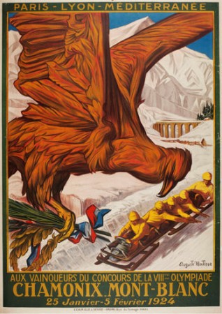 Chamonix Mont-Blanc : aux vainqueurs du concours de la VIIIe olympiade ; 25 janvier - 5 février 1924, Affiche