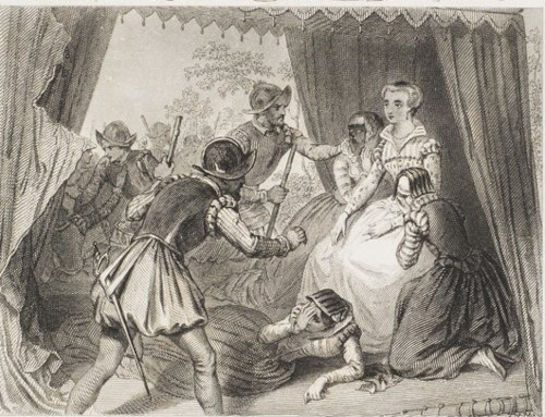 La Reine Marguerite arretée par les soldats d'Henri III